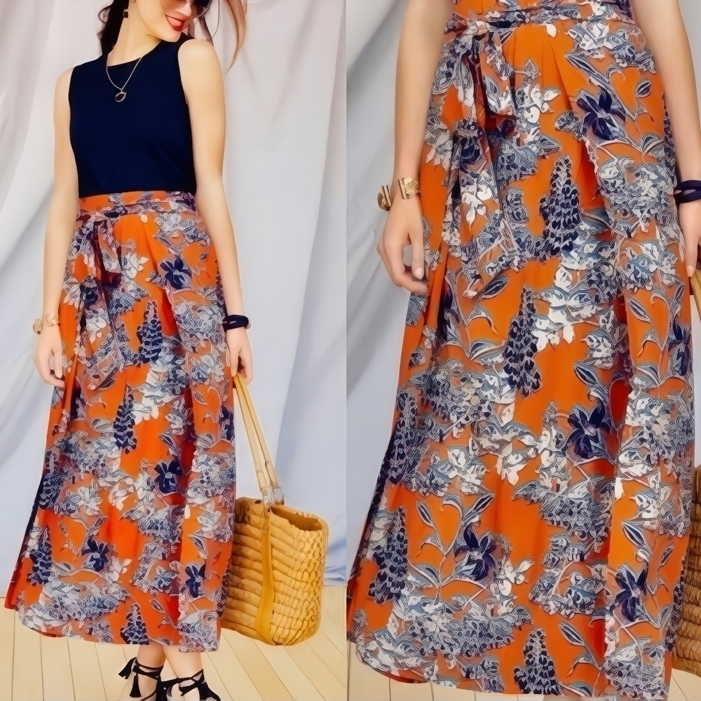 CABI'S Calypso  Paradise Floral Orange Skirt